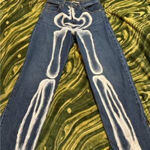 Hand painted skelly jeans!